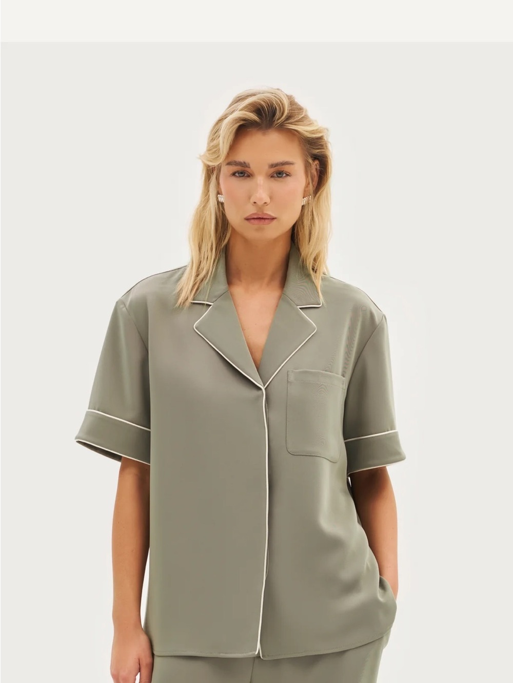 Maebe piped revere oversized shirt khaki moss - NWT